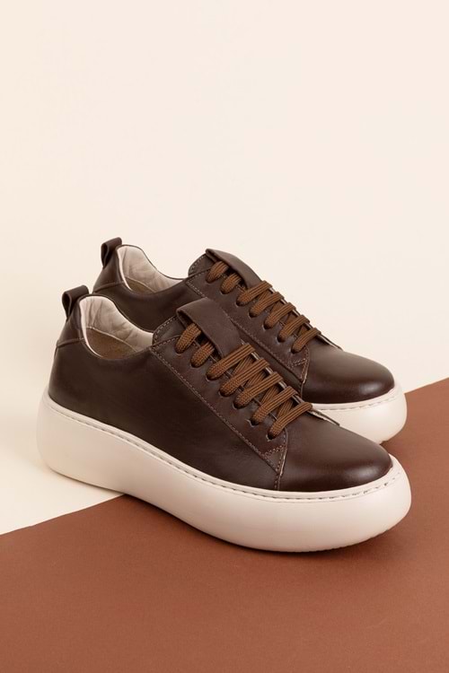 Gondol Hakiki Deri Anatomik Taban Spor Ayakkabı Alessandora - Kahverengi - 35