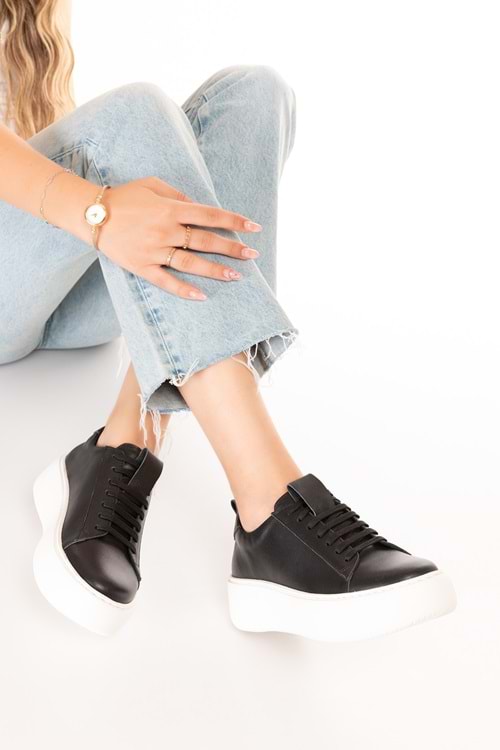 Gondol Hakiki Deri Anatomik Taban Spor Ayakkabı Alessandora - Siyah B.T. - 35