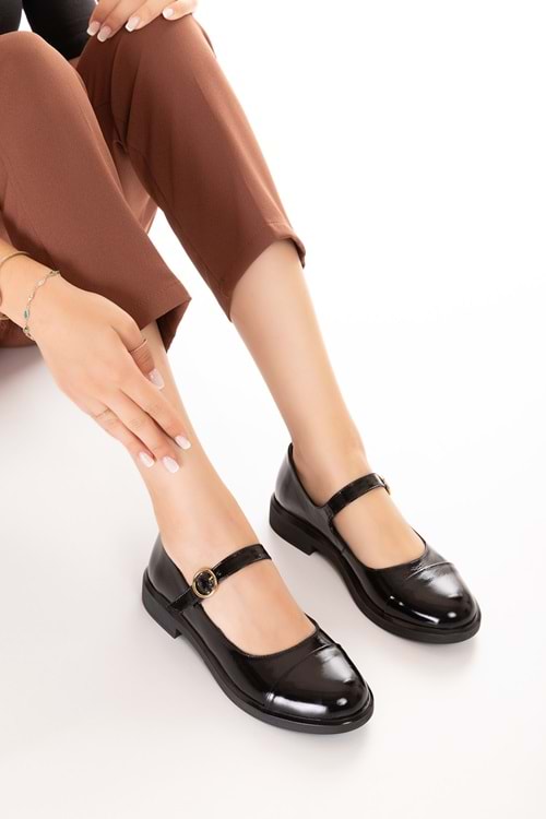 Gondol Hakiki Deri Günlük Klasik Makosen Babet Ayakkabı alb.406 - siyah rugan - 37