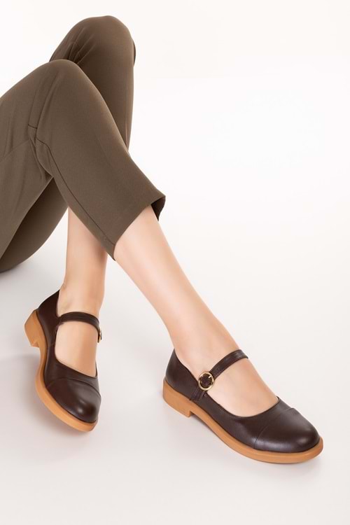 Gondol Hakiki Deri Günlük Klasik Makosen Babet Ayakkabı alb.406 - Kahverengi - 36