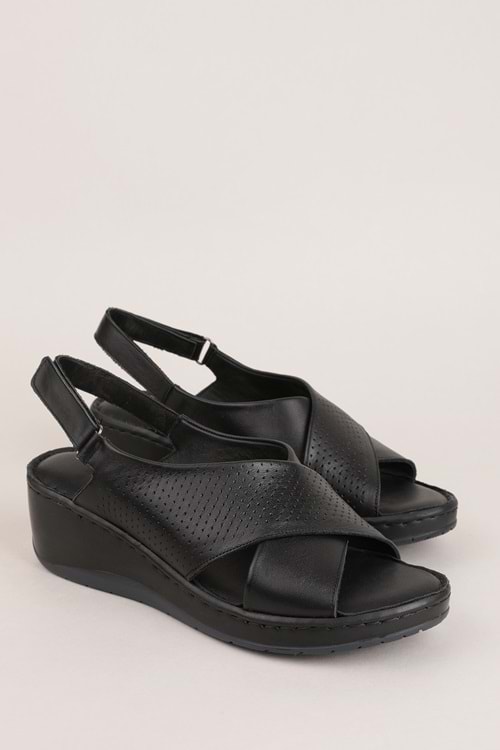 Gondol Hakiki Deri Rahat Günlük Sandalet asy.985 - Siyah - 41