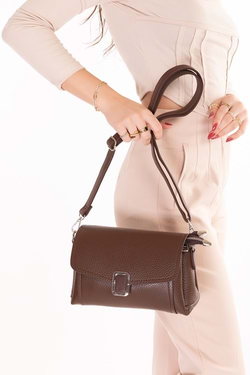 Gondol Kadın Günlük Küçük Omuz Çantası vp.732 - Kahverengi - TEK EBAT