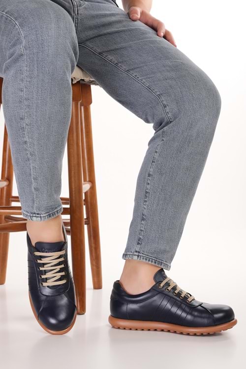 Gondol Içi Dışı Hakiki Deri Günlük Rahat Casual Ayakkabı Pelotaz - Lacivert - 42