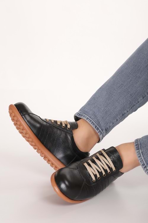 Gondol Içi Dışı Hakiki Deri Günlük Rahat Casual Ayakkabı Pelotaz - Siyah - 39