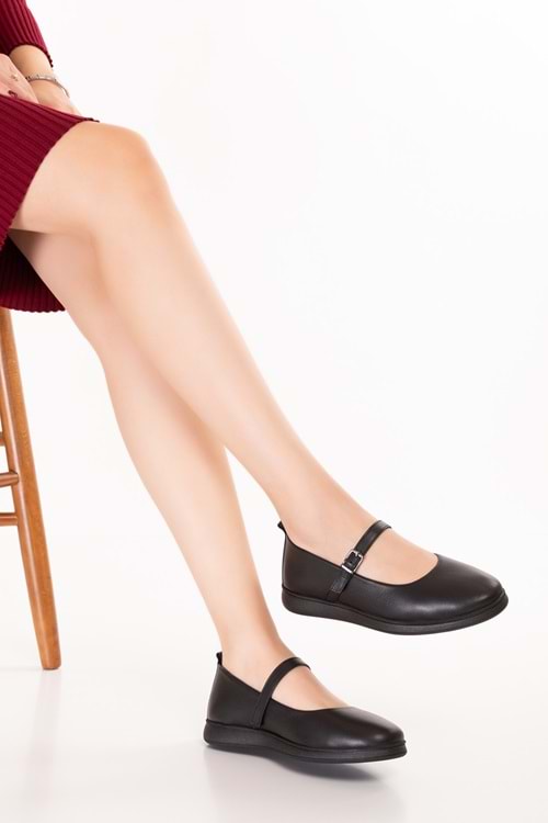 Gondol Kadın Hakiki Deri Rahat Günlük Babet ndr.26301 - Siyah - 36