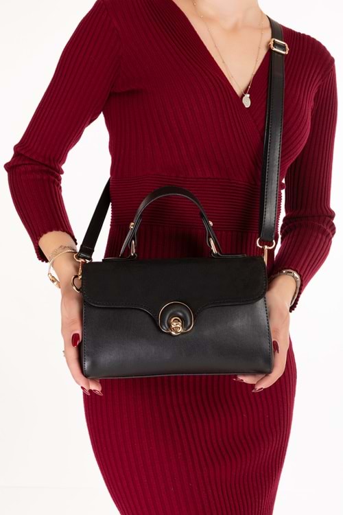 Gondol Kadın Şık El ve Omuz Çantası ct.1015 - Siyah - TEK EBAT