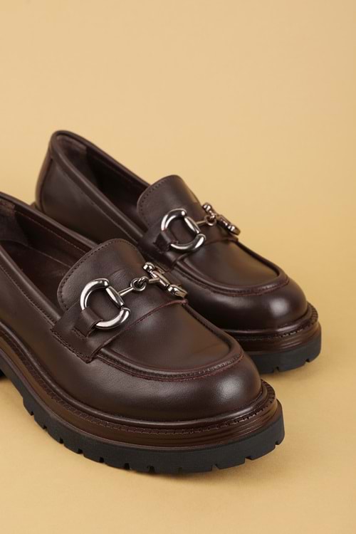 Gondol Hakiki Deri Kalın Taban Hafif Oxford Ayakkabı erp.742 - Kahverengi - 36