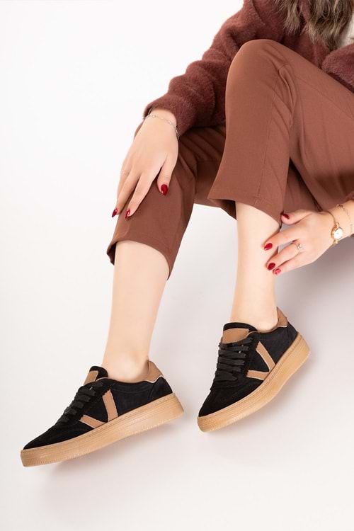 Gondol Içi Dışı Hakiki Deri Süet Anatomik Taban Hafif Spor Ayakkabı es.170 - Siyah Süet - 38