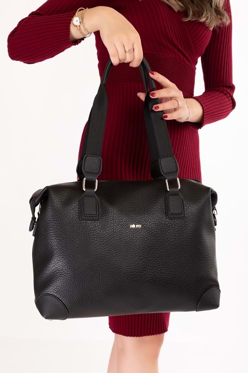 Gondol Kadın Günlük Geniş Kullanışlı El ve Omuz Çantası ald.1812 - Siyah - TEK EBAT