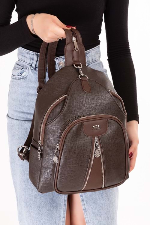 Gondol Kadın Taş Detaylı Günlük Sırt Çantası ald.80728 - Kahverengi - TEK EBAT