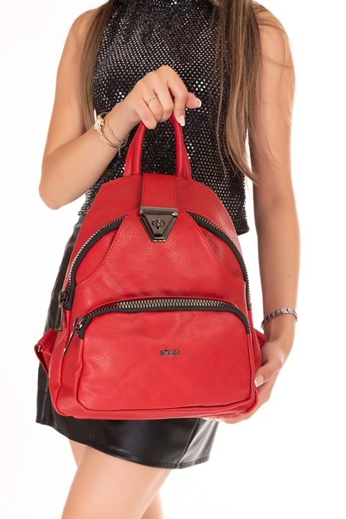 Gondol Kadın Taş Detaylı Günlük Sırt Çantası ald.1250 - T.Red - TEK EBAT