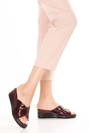 Gondol Hakiki Deri Ev Terliği özl.2763 - Bordo - 36