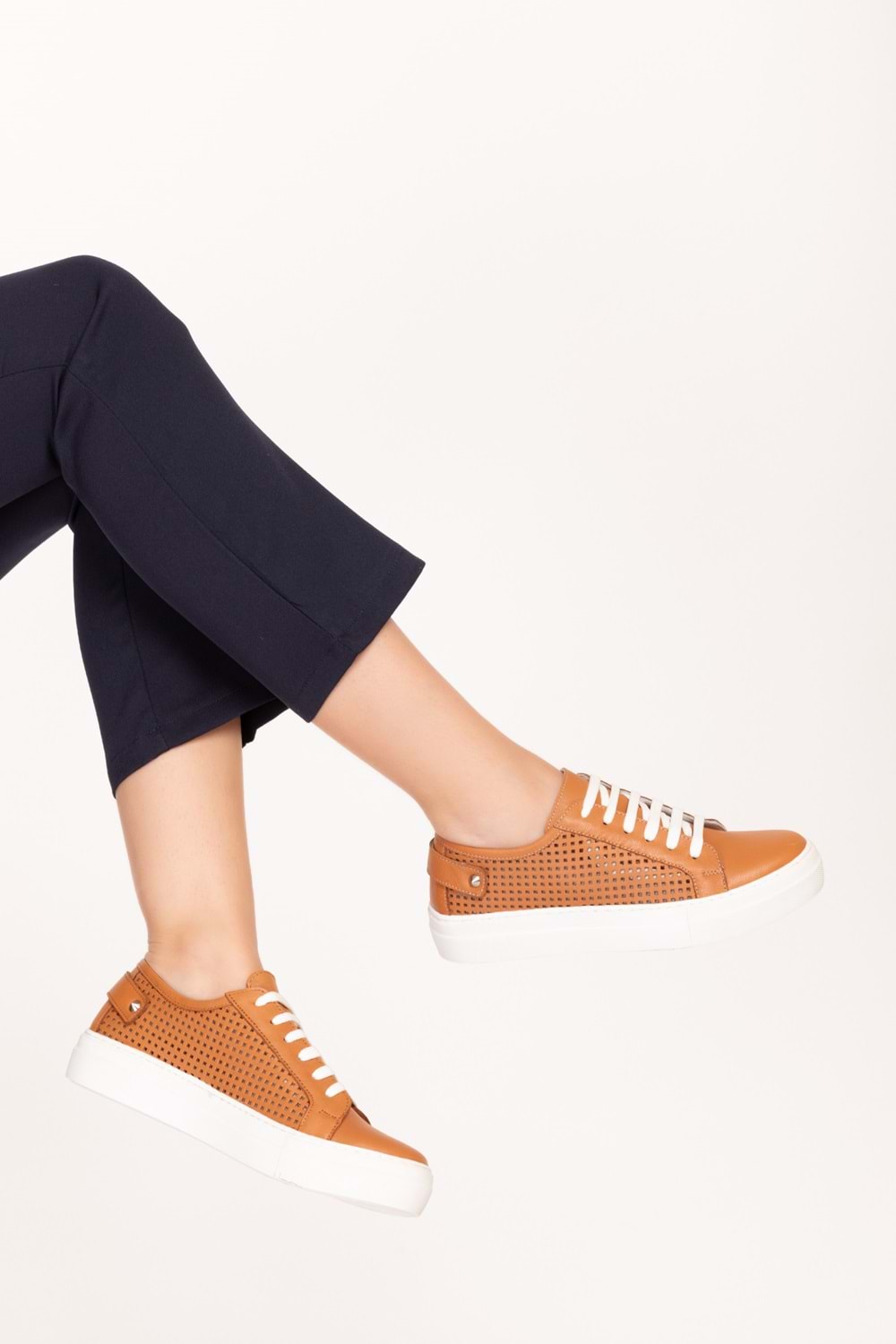 Gondol Kadın Iç Dış Hakiki Deri Günlük Sneaker als.369 - Taba - 40
