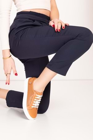Gondol Kadın Iç Dış Hakiki Deri Günlük Sneaker als.369 - Taba - 40