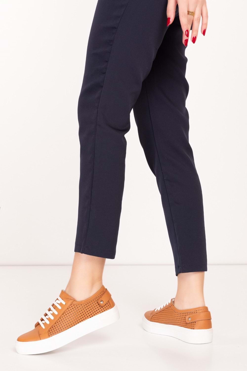 Gondol Kadın Iç Dış Hakiki Deri Günlük Sneaker als.369 - Taba - 40