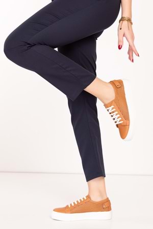 Gondol Kadın Iç Dış Hakiki Deri Günlük Sneaker als.369 - Taba - 40