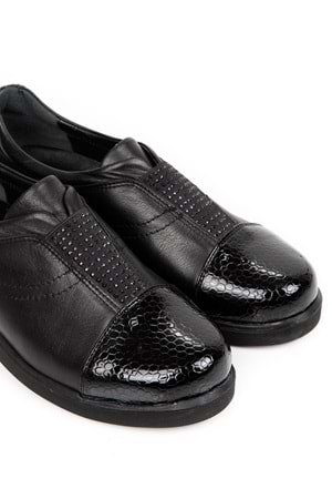 Gondol Hakiki Deri Anatomik Yumusak Taban Ayakkabı vdt.84 - Siyah Petek - 40