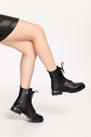 Gondol Hakiki Deri Metal Topuk Detaylı Bot dgn.601 - Siyah - 36