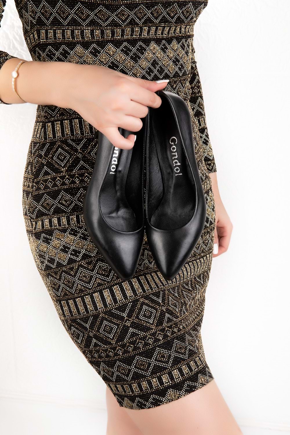 Gondol Hakiki Deri Orta Boy Topuk Stiletto-vdt.23 - Siyah - 35