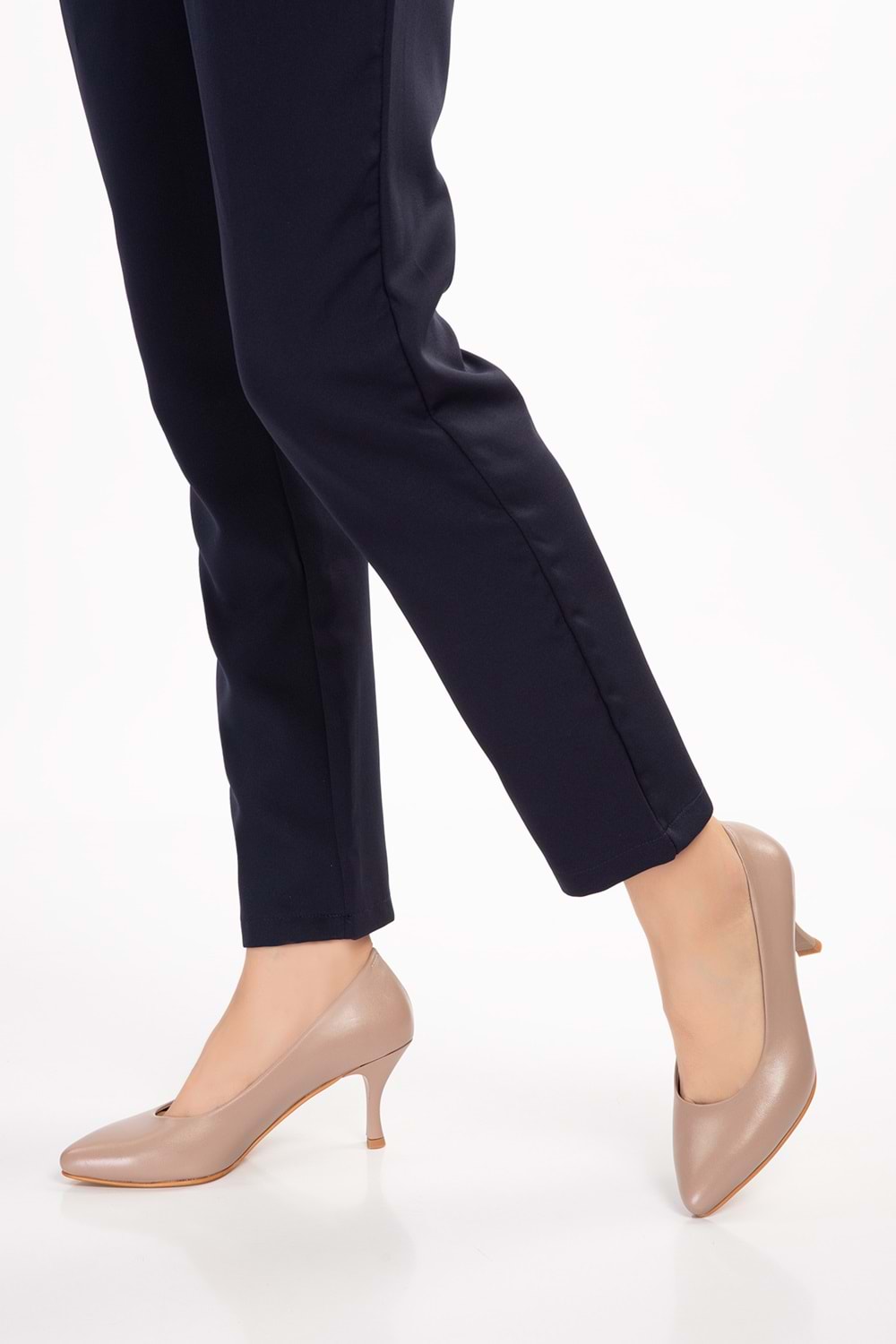 Gondol Hakiki Deri Orta Boy Topuk Stiletto-vdt.23 - Vizon- 38