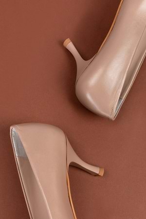 Gondol Hakiki Deri Orta Boy Topuk Stiletto-vdt.23 - Vizon- 41