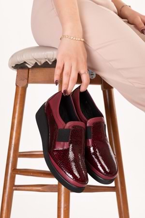 Gondol Hakiki Deri Anatomik Taban Rahat Ayakkabı esfa.199100 - Bordo Petek - 36