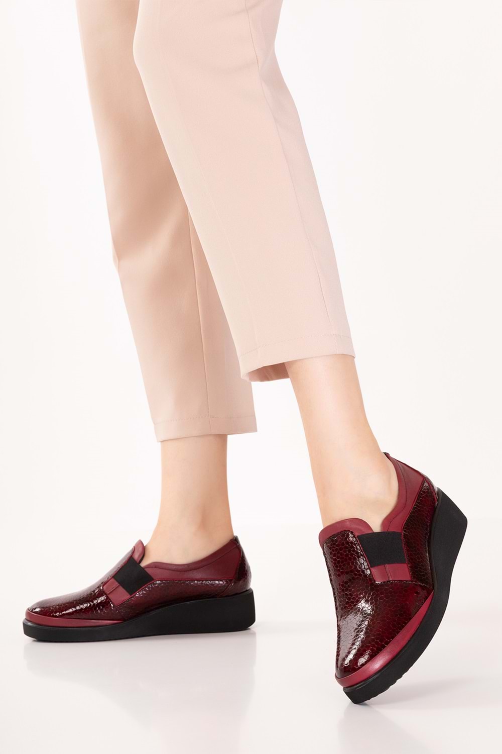 Gondol Hakiki Deri Anatomik Taban Rahat Ayakkabı esfa.199100 - Bordo Petek - 36