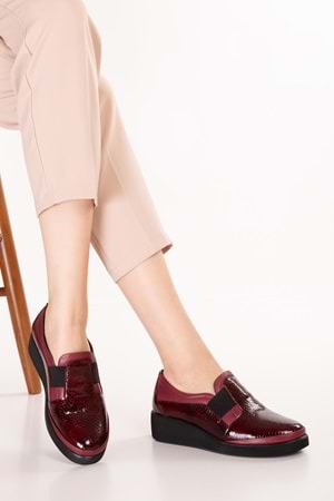 Gondol Hakiki Deri Anatomik Taban Rahat Ayakkabı esfa.199100 - Bordo Petek - 39