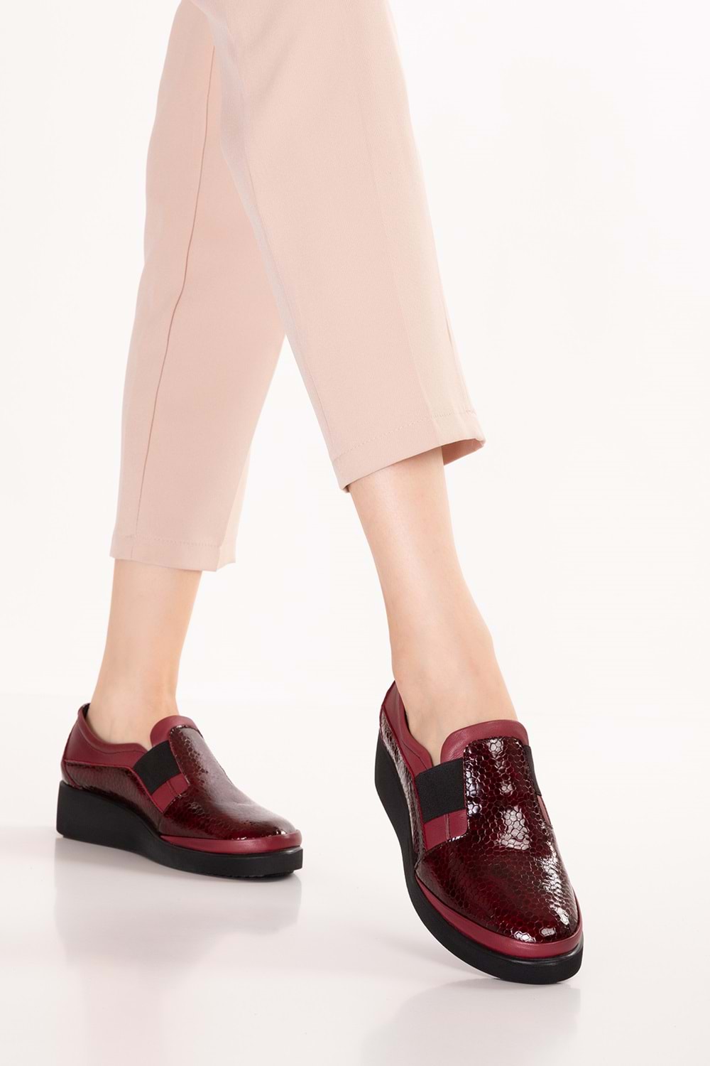 Gondol Hakiki Deri Anatomik Taban Rahat Ayakkabı esfa.199100 - Bordo Petek - 40