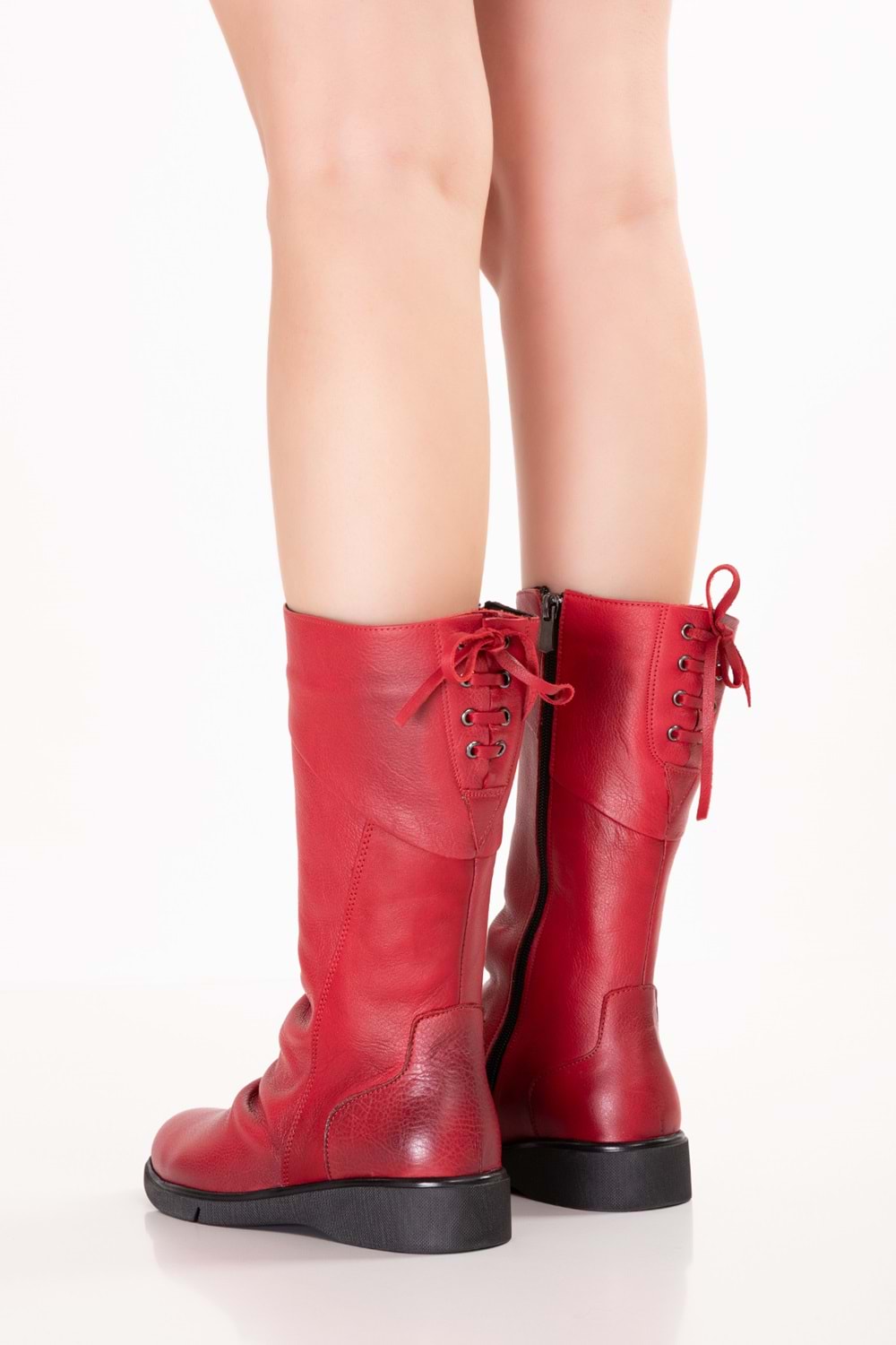 Gondol Hakiki Deri Sıcak Astar Yumuşak Dokulu Çizme esfa.1600 - kırmızı - 36