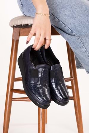 Gondol Hakiki Deri Anatomik Taban Rahat Ayakkabı esfa.199100 - Lacivert Petek - 37