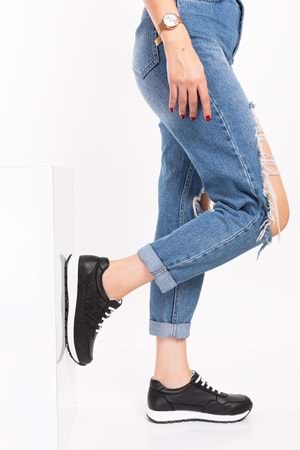 Gondol Içi Dışı Hakiki Deri Anatomik Taban Spor Ayakkabı flf.444 - Siyah - 39