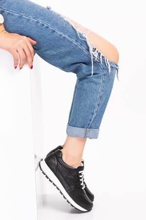 Gondol Içi Dışı Hakiki Deri Anatomik Taban Spor Ayakkabı flf.444 - Siyah - 39