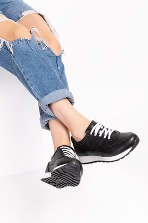 Gondol Içi Dışı Hakiki Deri Anatomik Taban Spor Ayakkabı flf.444 - Siyah - 39