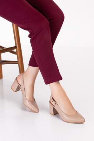 Gondol Kadın Hakiki Deri Klasik Topuklu Ayakkabı şhn.0028 - Vizon - 34