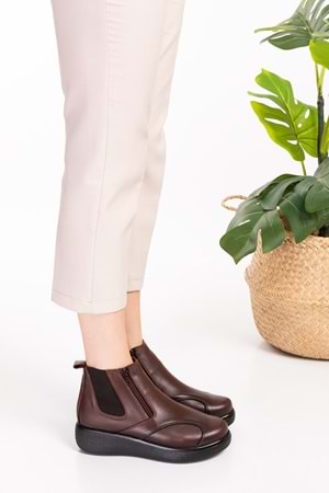 Gondol Hakiki Deri Anatomik Taban Kemik Çıkıntısına Özel Bot elnr.5107 - Kahverengi - 35