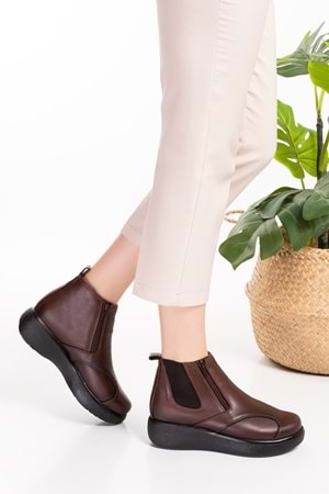 Gondol Hakiki Deri Anatomik Taban Kemik Çıkıntısına Özel Bot elnr.5107 - Kahverengi - 35