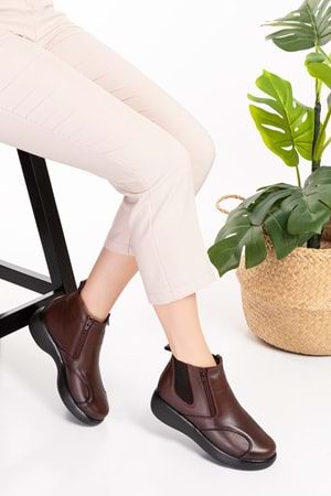 Gondol Hakiki Deri Anatomik Taban Kemik Çıkıntısına Özel Bot elnr.5107 - Kahverengi - 35