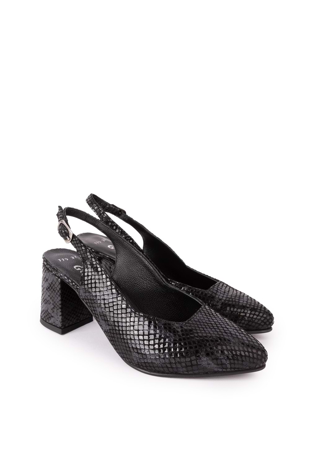 Gondol Kadın Hakiki Deri Yılan Desenli Topuklu Ayakkabı şhn.709 - Çelik Yılan - 42