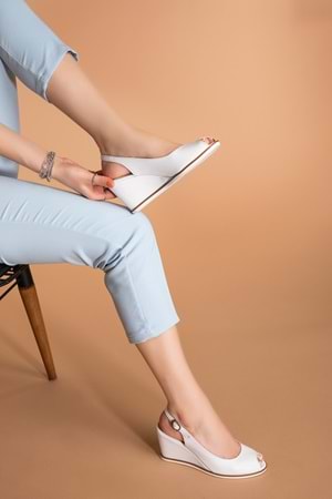 Gondol Kadın Hakiki Deri Dolgu Topuk Ayakkabı şhn.0109 - Beyaz - 36