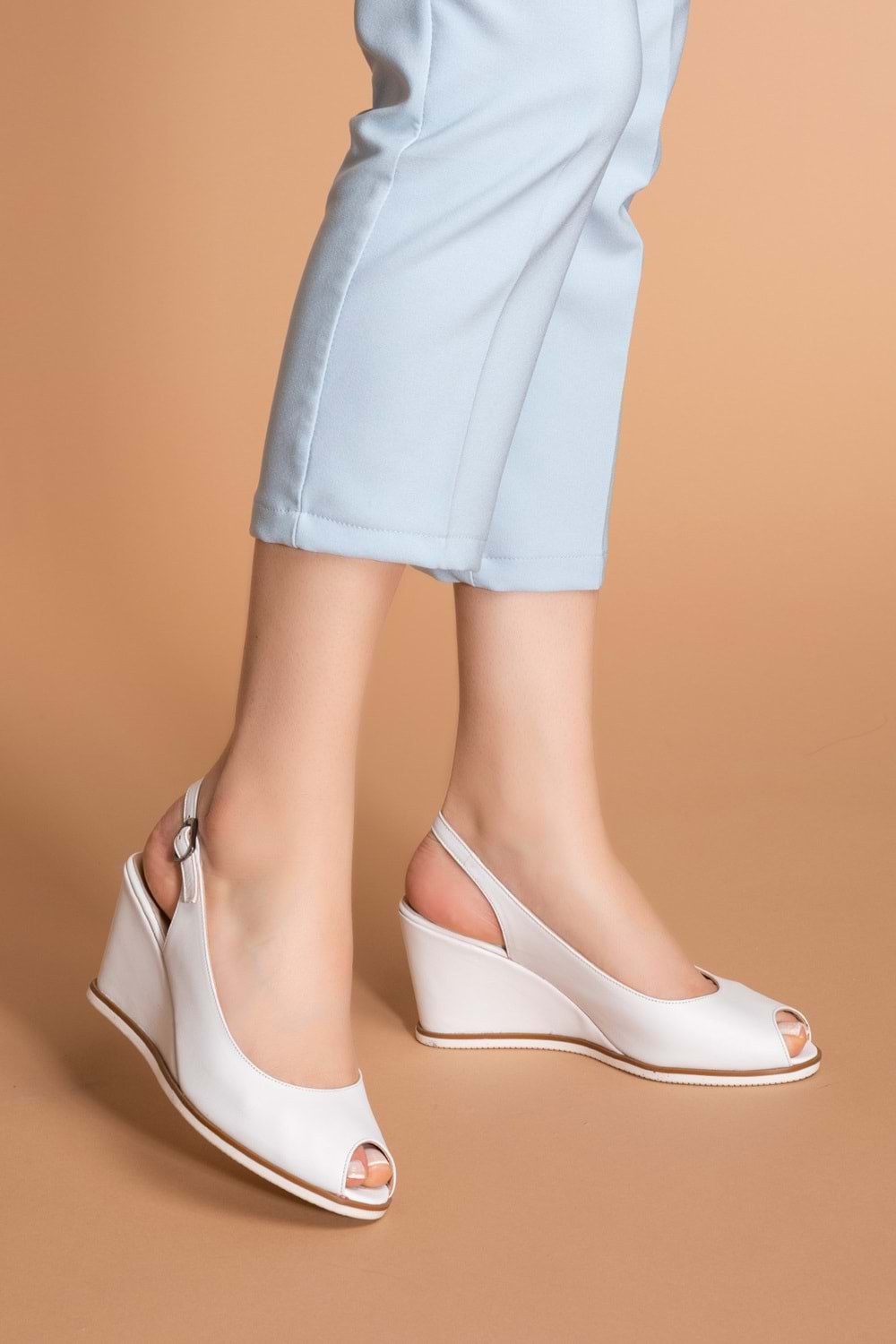 Gondol Kadın Hakiki Deri Dolgu Topuk Ayakkabı şhn.0109 - Beyaz - 40