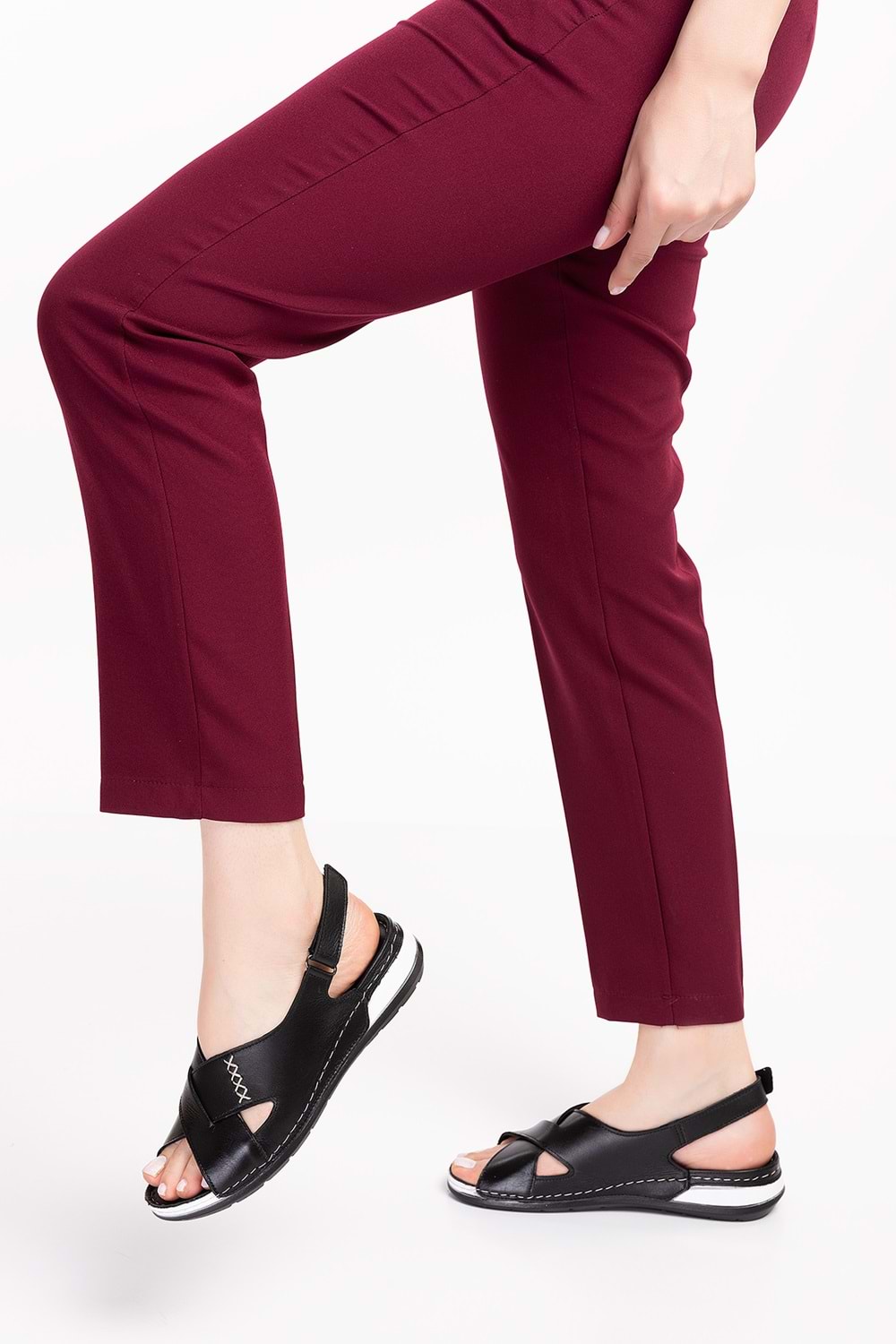 Gondol Kadın Hakiki Deri Anatomik Taban Sandalet iz.4605 - Siyah - 36