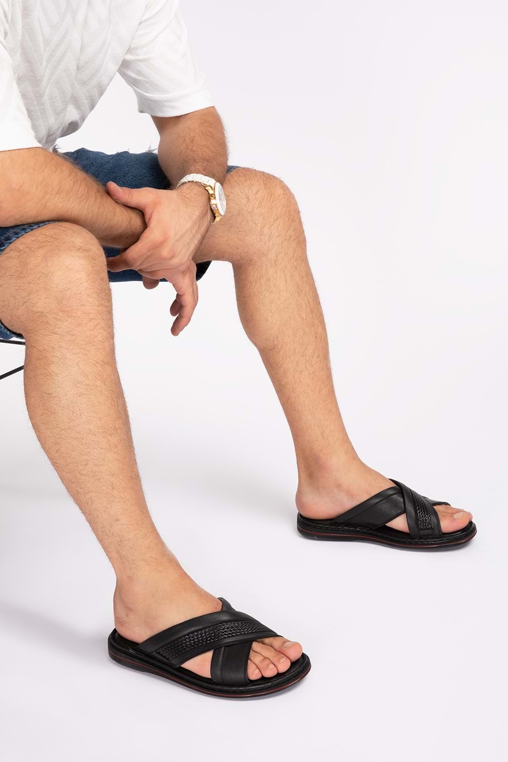 Gondol Erkek Hakiki Deri Comfort Yumuşak Taban Günlük Terlik kml.173 - Siyah - 41