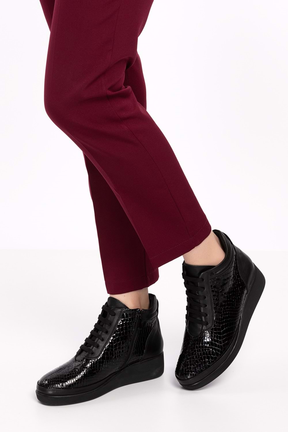 Gondol Kadın Hakiki Deri Petek Desenli Günlük Rahat Bot ndr.3805 - Siyah Petek - 39