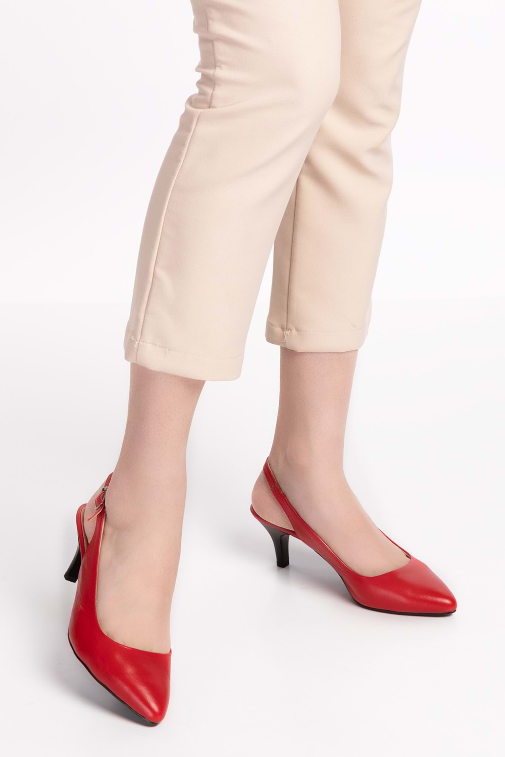 Gondol Kadın Hakiki Deri Orta Boy Topuk Stiletto vdt.230 - kırmızı - 35