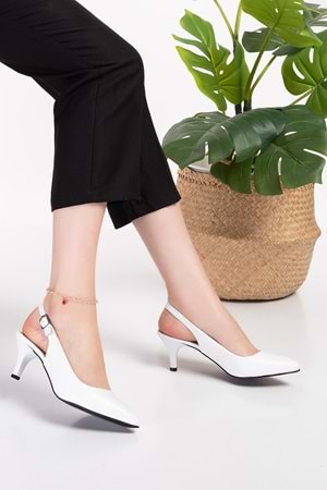 Gondol Kadın Hakiki Deri Orta Boy Topuk Stiletto vdt.230 - Beyaz - 36