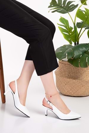 Gondol Kadın Hakiki Deri Orta Boy Topuk Stiletto vdt.230 - Beyaz - 36