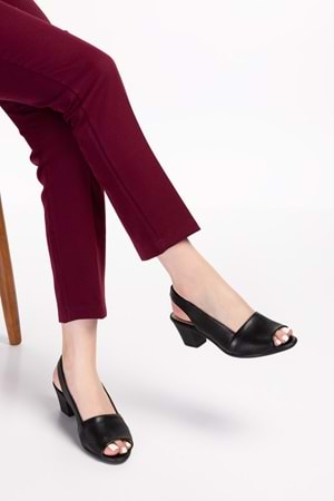 Gondol Kadın Hakiki Deri Klasik Topuklu Ayakkabı vdt.262 - Siyah - 34