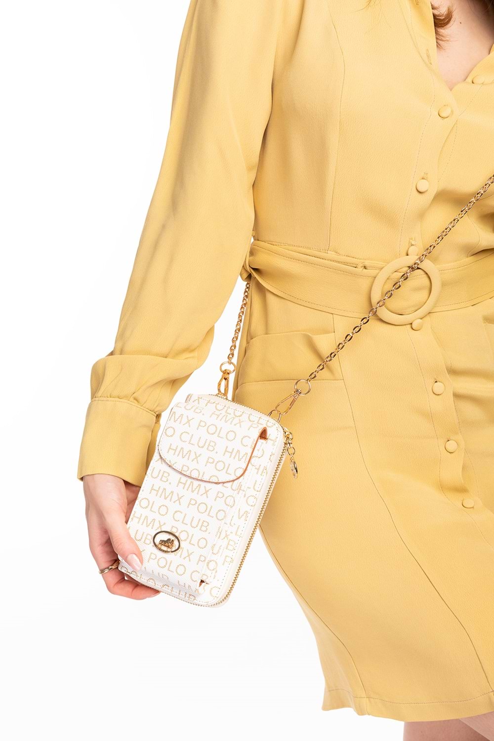 Gondol Hmx Uzun Lüks El Cüzdanı Ve Zincirli Çanta hmx.360 - Bej