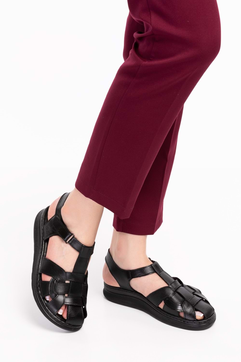 Gondol Hakiki Deri Anatomik Yumuşak Taban Rahat Sandalet irm.111 - Siyah - 39